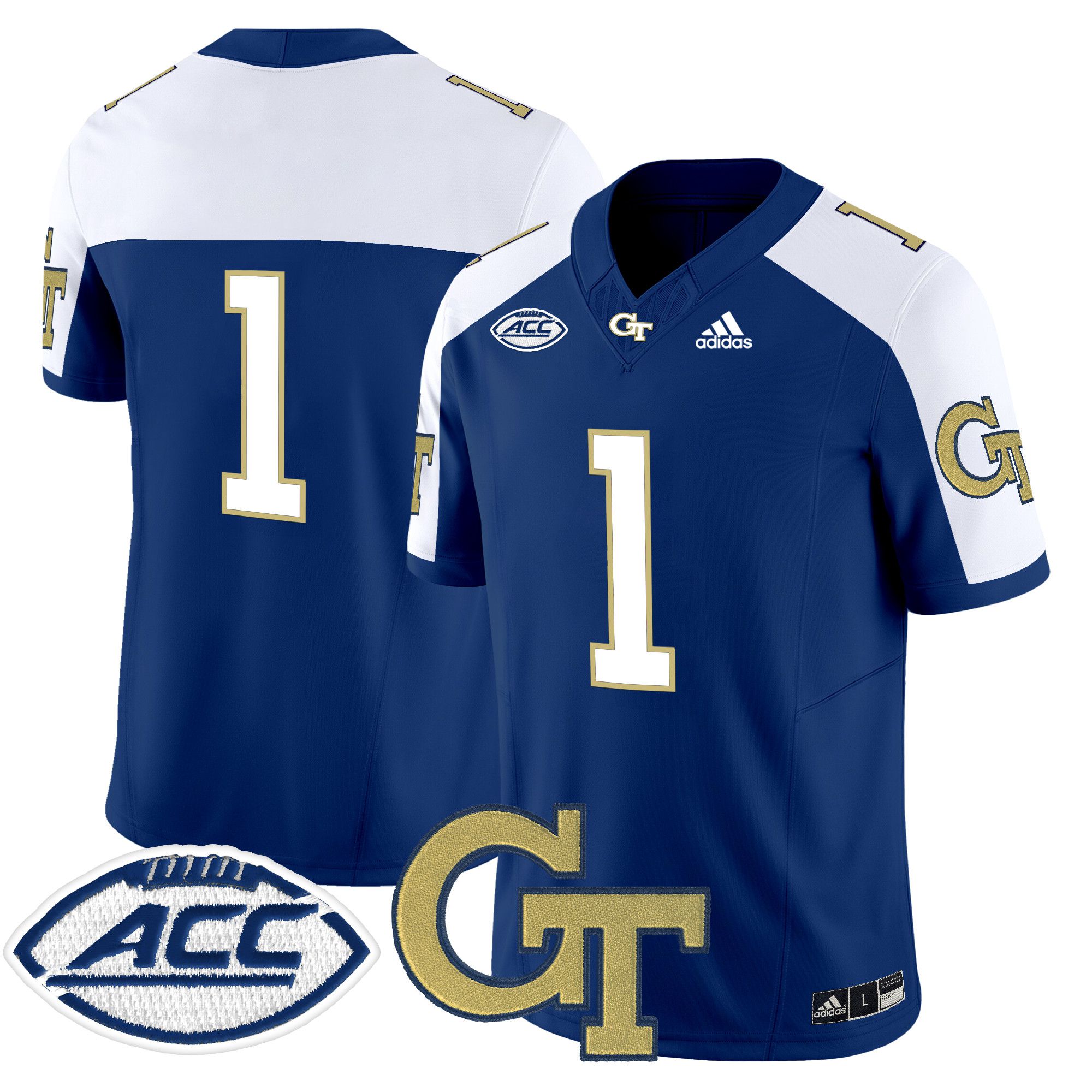 Men Georgia Tech #1 No Name Blue Asidas 2024 Vapor Limited NCAA Jersey->more ncaa teams->NCAA Jersey